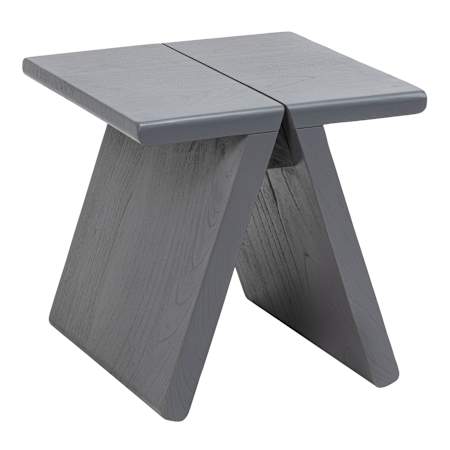 JONATHAN Y Lighting Jack 15.75" Wide Scandinavian Handcrafted Solid Mindi Wood Sculptural Base Accent Stool Dark Gray