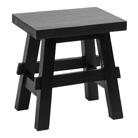 JONATHAN Y Lighting Revine 16.9" Wide Solid Mindi Wood Handcrafted Accent Stool Black