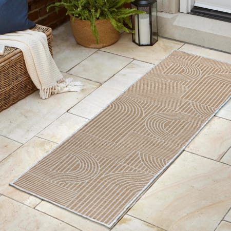 JONATHAN Y Lighting Savannah 2' x 8' Polypropylene Abstract, Geometric, and Striped Indoor/Outdoor Runner Area Rug Cream / Beige