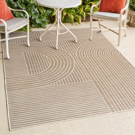 JONATHAN Y Lighting Savannah 3-1/4' x 5' Polypropylene Abstract, Geometric, and Striped Indoor/Outdoor Rectangular Area Rug Cream / Beige