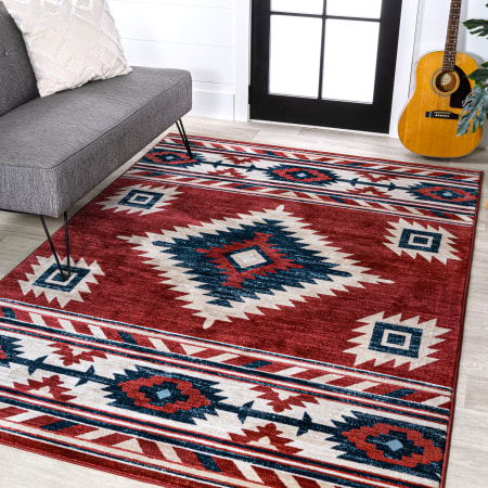 JONATHAN Y Lighting South Western 3' x 5' Polypropylene Southwestern Indoor Area Rug Red / Navy / Cream