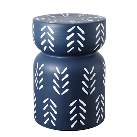JONATHAN Y Lighting Kiri 13" Wide Ceramic Garden Stool Navy / White