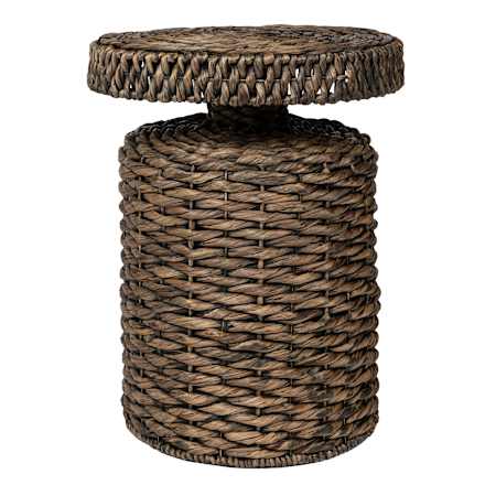 JONATHAN Y Lighting Marisol 20" Diameter Metal and Rope Top Metal and Water Hyacinth Table Brown