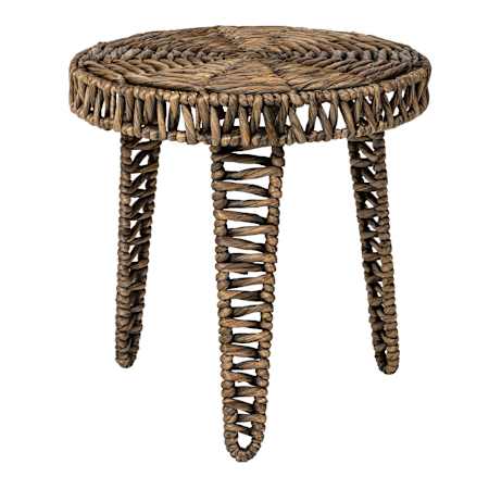 JONATHAN Y Lighting Amara 17" Diameter Metal and Rope Top Metal and Water Hyacinth Table Brown