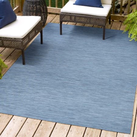 JONATHAN Y Lighting Tuscan Sun Collection 3' x 5' Polypropylene Solid Indoor/Outdoor Area Rug Blue