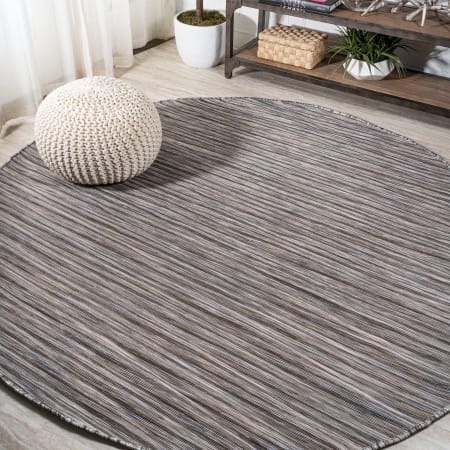 JONATHAN Y Lighting Tuscan Sun Collection 6-1/2' x 6-1/2' Polypropylene Striped Indoor/Outdoor Area Rug Dark Gray / Blue