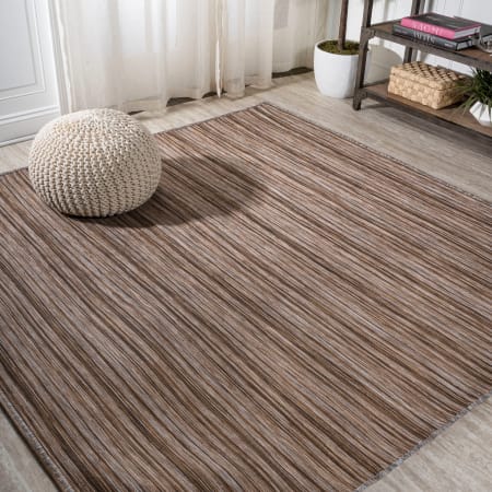 JONATHAN Y Lighting Tuscan Sun Collection 6-1/2' x 6-1/2' Polypropylene Striped Indoor/Outdoor Area Rug Natural / Brown
