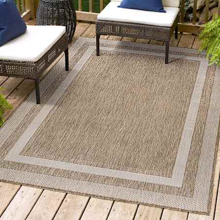 JONATHAN Y Lighting Tuscan Sun 7-3/4' x 10' Polypropylene Solid Indoor/Outdoor Area Rug Beige / Cream