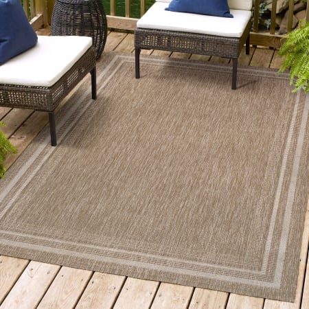 JONATHAN Y Lighting Tuscan Sun 7-3/4' x 10' Polypropylene Solid Indoor/Outdoor Area Rug Beige / Cream
