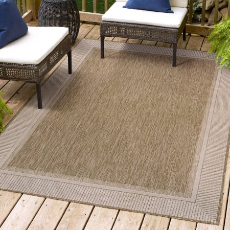 JONATHAN Y Lighting Tuscan Sun 5-1/4' x 7-1/2' Polypropylene Solid Indoor/Outdoor Area Rug Beige / Cream