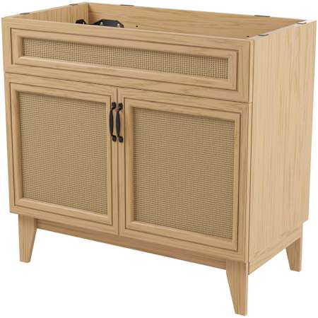 JONATHAN Y Lighting Javer 36" Single Free Standing Vanity Cabinet Only - Less Vanity Top Oak