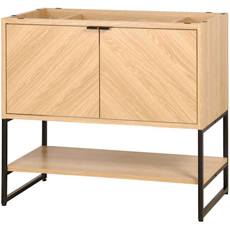 JONATHAN Y Lighting Juhl 35" Single Free Standing Vanity Cabinet Only - Less Vanity Top Oak