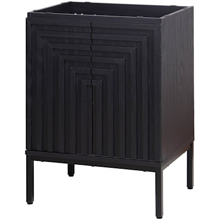 JONATHAN Y Lighting Rowan 23" Single Free Standing Vanity Cabinet Only - Less Vanity Top Black