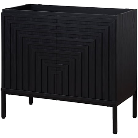 JONATHAN Y Lighting Rowan 35" Single Free Standing Vanity Cabinet Only - Less Vanity Top Black