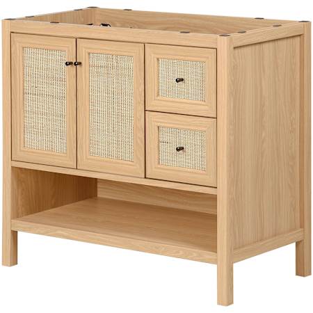 JONATHAN Y Lighting Jasper 35" Single Free Standing Vanity Cabinet Only - Less Vanity Top Oak