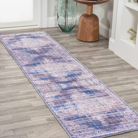 JONATHAN Y Lighting Washable 2' x 8' Chenille Vintage Indoor Runner Blue