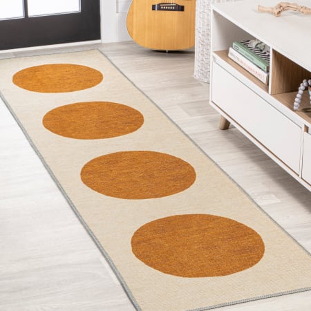 JONATHAN Y Lighting Washable 2' x 8' Polypropylene Geometric Indoor Runner Cream / Rust