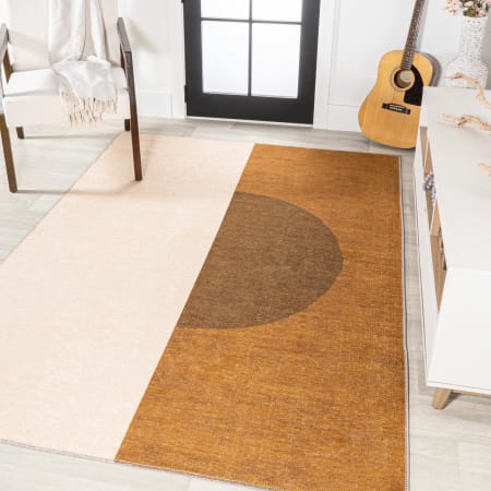 JONATHAN Y Lighting Washable 7-3/4' x 10' Polypropylene Geometric Indoor Rectangular Area Rug Rust / Cream