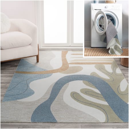 JONATHAN Y Lighting Washable 7-3/4' x 10' Polyester Abstract Indoor Rectangular Area Rug Cream / Multi
