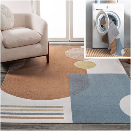 JONATHAN Y Lighting Washable 7-3/4' x 10' Polyester Geometric Indoor Rectangular Area Rug Cream / Multi