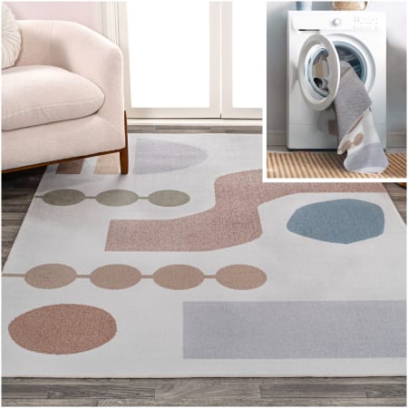 JONATHAN Y Lighting Washable 5-1/4' x 7-1/2' Polyester Abstract Indoor Rectangular Area Rug Cream / Multi
