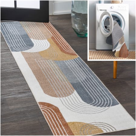 JONATHAN Y Lighting Washable 2' x 7-3/4' Polyester Geometric and Striped Indoor Runner Multi