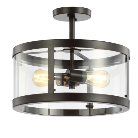 JONATHAN Y Lighting Herndon 2 Light 15" Wide LED Semi-Flush Ceiling Fixture Oil Rubbed Bronze / Clear
