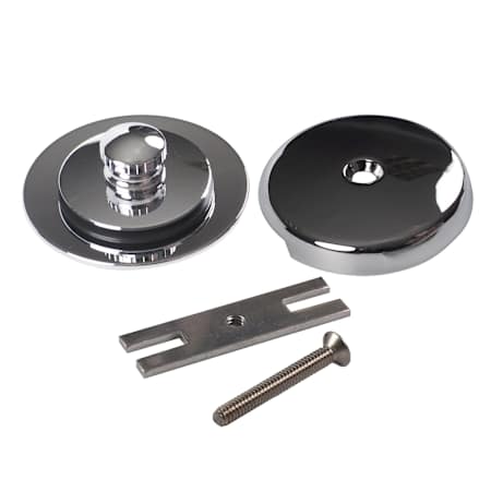 Jones Stephens Brass Tub Overflow Faceplate with Tub Stopper and Conversion Bar Chrome Plated