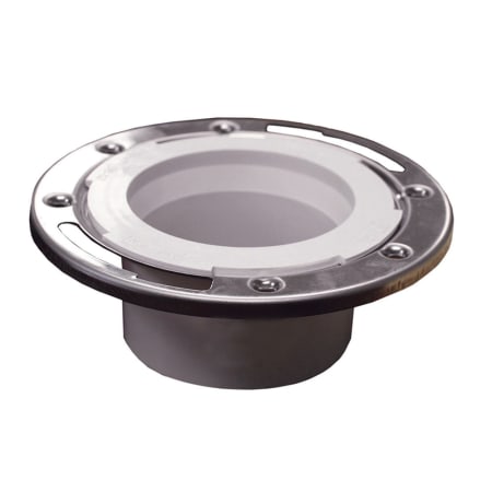 Jones Stephens 3 X 4 PVC Closet Flange W /SS Ring Less Knockout White