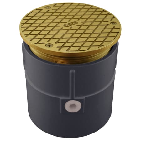 Jones Stephens 4" PVC Over Pipe Fit Base Cleanout with 4" Metal Spud and 6" Polished Brass Cover N/A