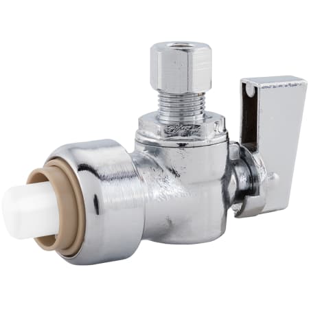 Jones Stephens 1/2" x 1/4" OD COMP PlumBite® Push On Supply Stop, Angle, Bagged Chrome