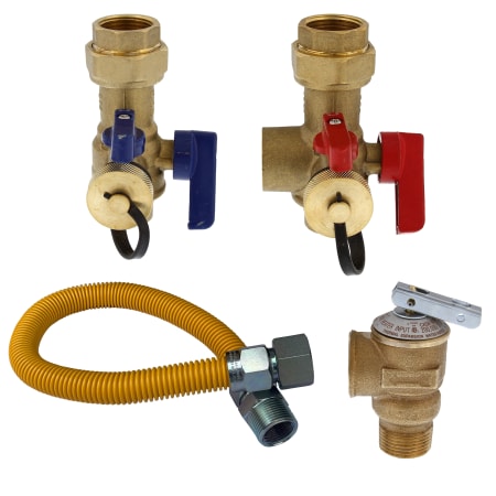 Jones Stephens 3/4” SWT Tankless Water Heater Valve Service Kit with Pressure Relief Valve and Gas Connector N/A