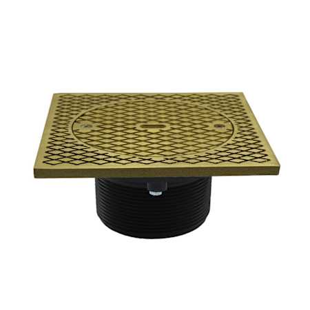 Jones Stephens 3-1/2" PVC Cleanout with Square Cover and Plug Polished Brass