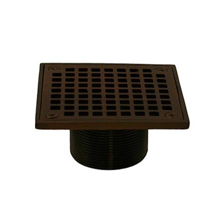 Jones Stephens 4" Wide Square Strainer with 2" Brass Spud Old World Bronze