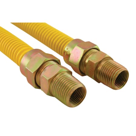Jones Stephens 5/8" OD (1/2" ID) X 24" Long, 3/4" Male Pipe Thread X 3/4" Male Pipe Thread, Yellow Coated Corrugated Stainless Steel Gas Connector Yellow