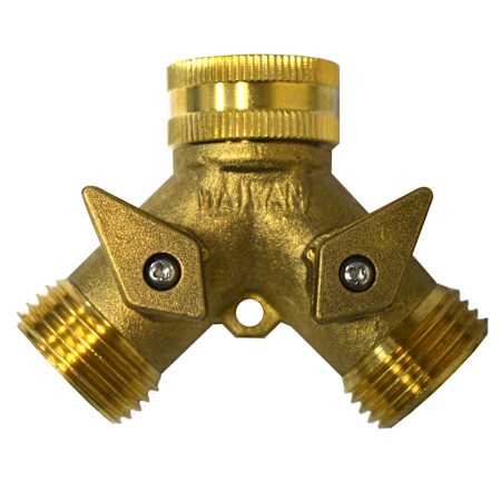 Jones Stephens Brass Hose Bibb with Shut-Off Levers Rough Brass