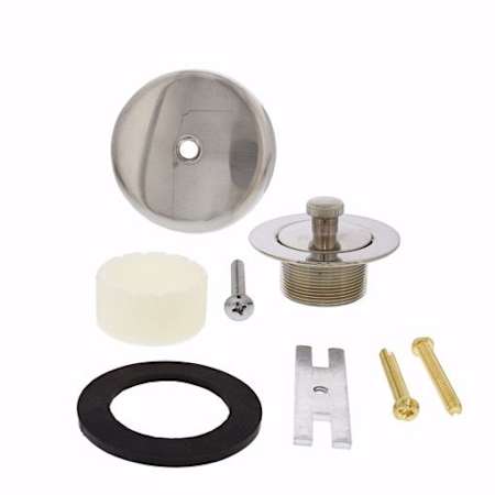 Jones Stephens One-Hole Lift and Turn Tub Drain Trim Kit, Includes Two-Hole Conversion Bar Brushed Nickel