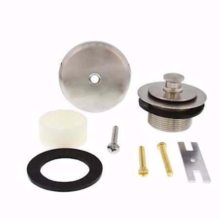 Jones Stephens One-Hole Friction Lift Tub Drain Trim Kit, Includes Two-Hole Conversion Bar Brushed Nickel