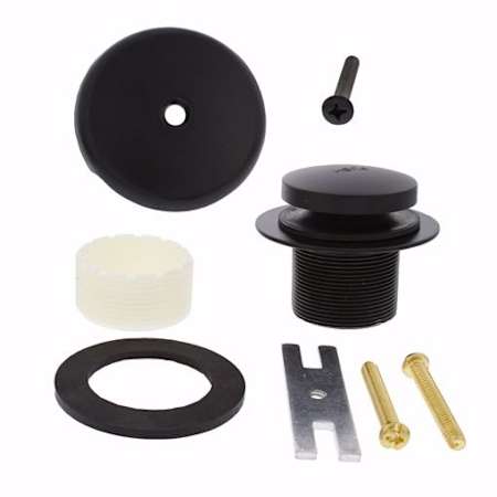 Jones Stephens One-Hole Toe Touch Tub Drain Trim Kit with Overflow Matte Black
