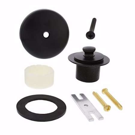 Jones Stephens One-Hole Friction Lift Tub Drain Trim Kit, Includes Two-Hole Conversion Bar Matte Black