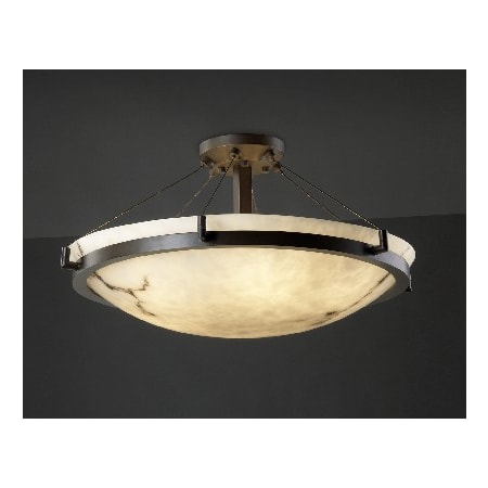 Justice Design Group Alabaster Stone / Glass Semi-Flush Ceiling Fixture from the LumenAria Collection Dark Bronze