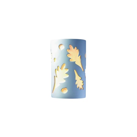 Justice Design Group Single Light 9.5" Interior Small Oak Leaves Wall Sconce Rated for Damp Locations from the Ceramic Collection Bisque