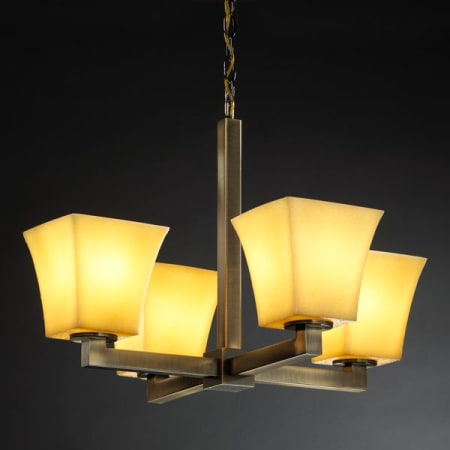 Antique Brass with Amber Shades finish with (-40) Square Flared shade option