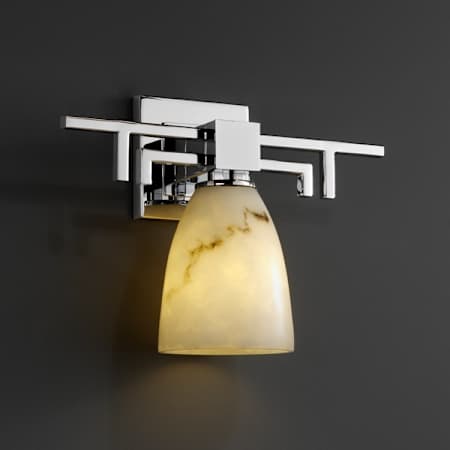 Polished Chrome finish with (-18) Short Tapered Cylinder shade option