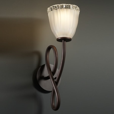 Dark Bronze finish with (-56) Tulip with Rippled Rim and White Frosted shade option