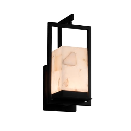 Justice Design Group Laguna Single Light 12-1/4" Tall Integrated LED Outdoor Wall Sconce with Shaved Alabaster Stone Shade Matte Black