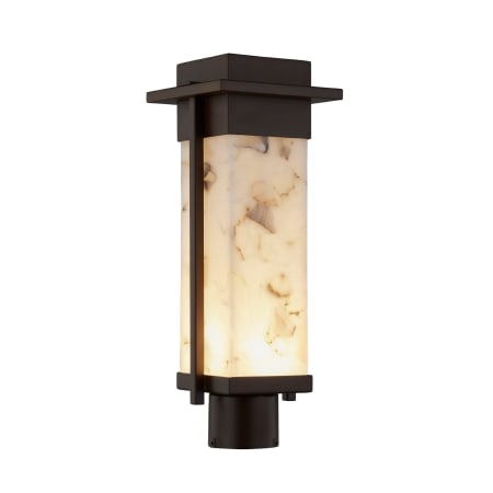 Justice Design Group Alabaster Rocks! 18" Tall LED Outdoor Single Head Post Light Dark Bronze