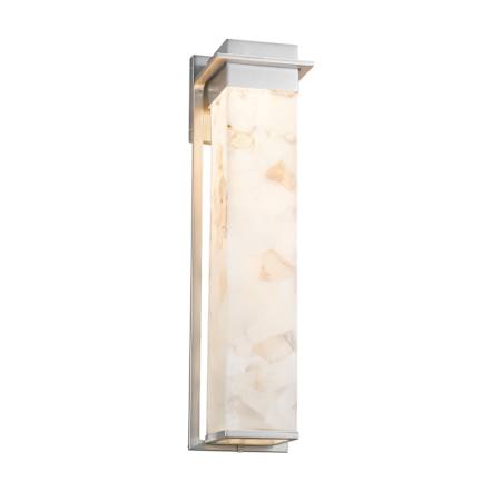 Justice Design Group Pacific Single Light 24" Tall Integrated LED Outdoor Wall Sconce with Shaved Alabaster Stone Shade Brushed Nickel