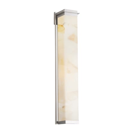 Justice Design Group Alabaster Rocks! Single Light 48" Tall 3000K LED Outdoor Wall Sconce with Shaved Alabaster Rocks Cast Into Resin Rectangular Shade Brushed Nickel