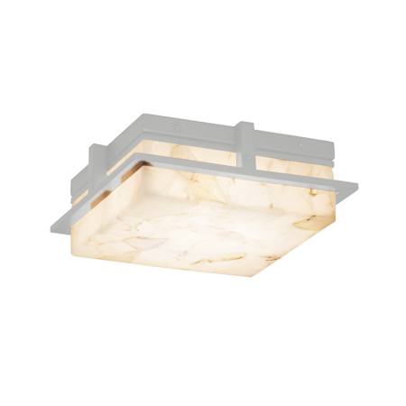 Justice Design Group Avalon Single Light 10" Wide Integrated LED Flush Mount Square Ceiling Fixture with Shaved Alabaster Stone Shade Brushed Nickel